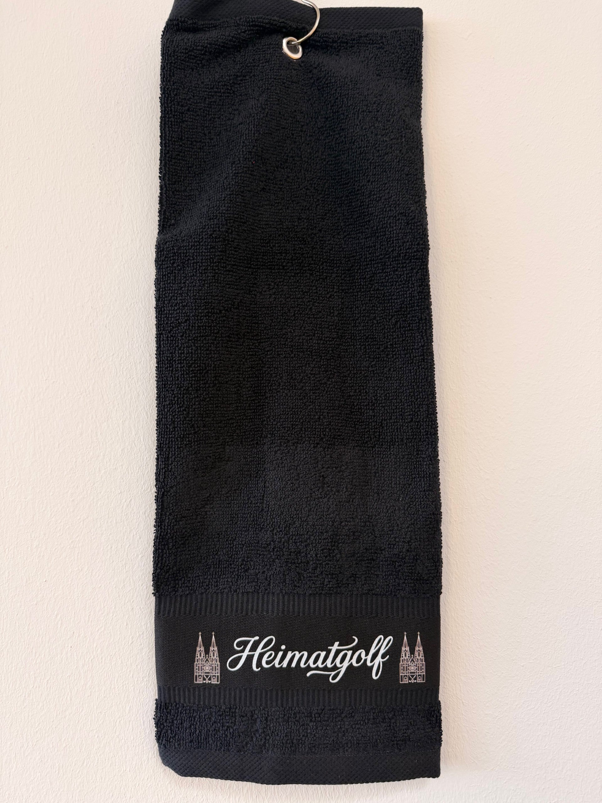 Heimatgolf Premium Frottee-Caddiehandtuch „DOM Edition“ – Deep Black