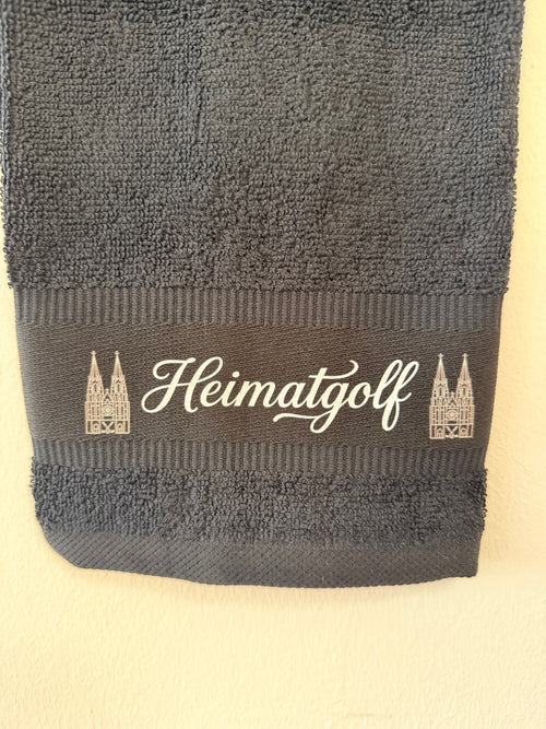 Heimatgolf Premium Frottee-Caddiehandtuch „DOM Edition“ – Deep Black
