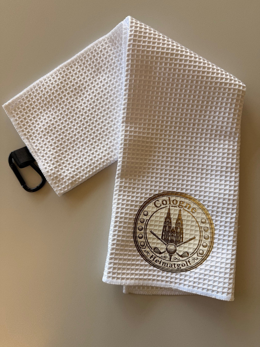 Heimatgolf Premium Waffel-Caddiehandtuch „Cologne Edition“ – Classic White