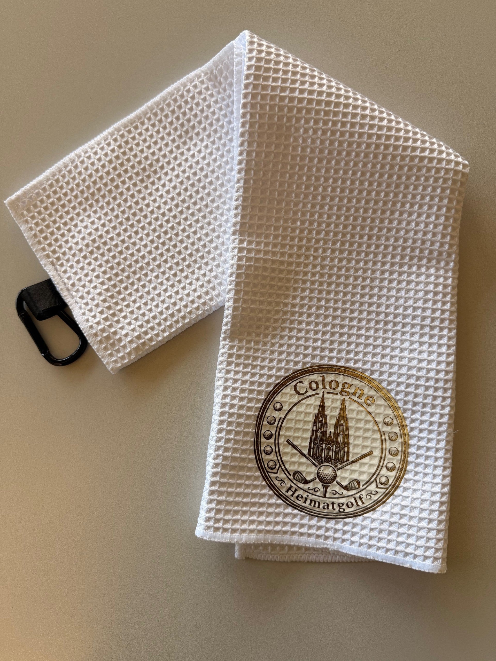 Heimatgolf Premium Waffel-Caddiehandtuch „Cologne Edition“ – Classic White