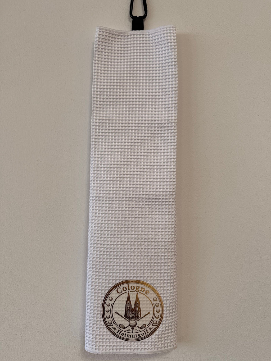 Heimatgolf Premium Waffel-Caddiehandtuch „Cologne Edition“ – Classic White